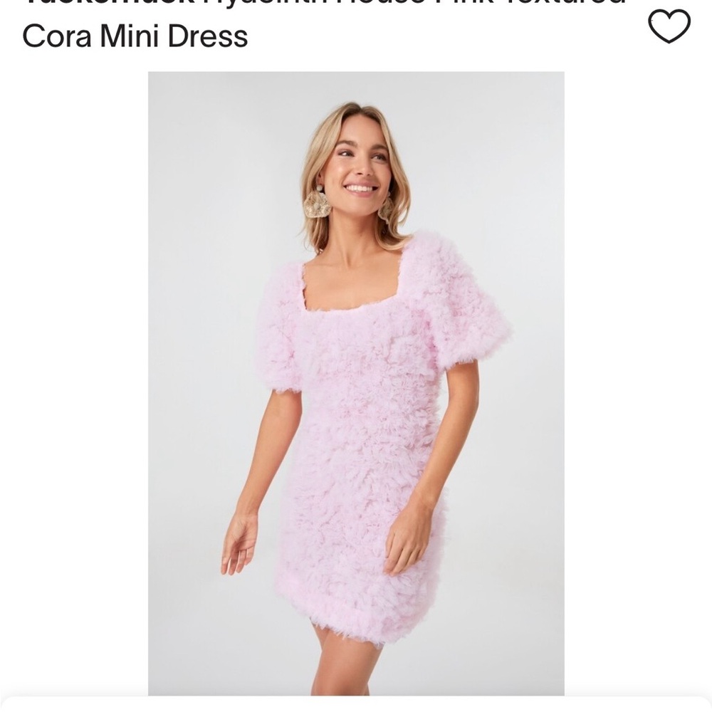 Cora Mini Dress — Pink Textured Puff Sleeve